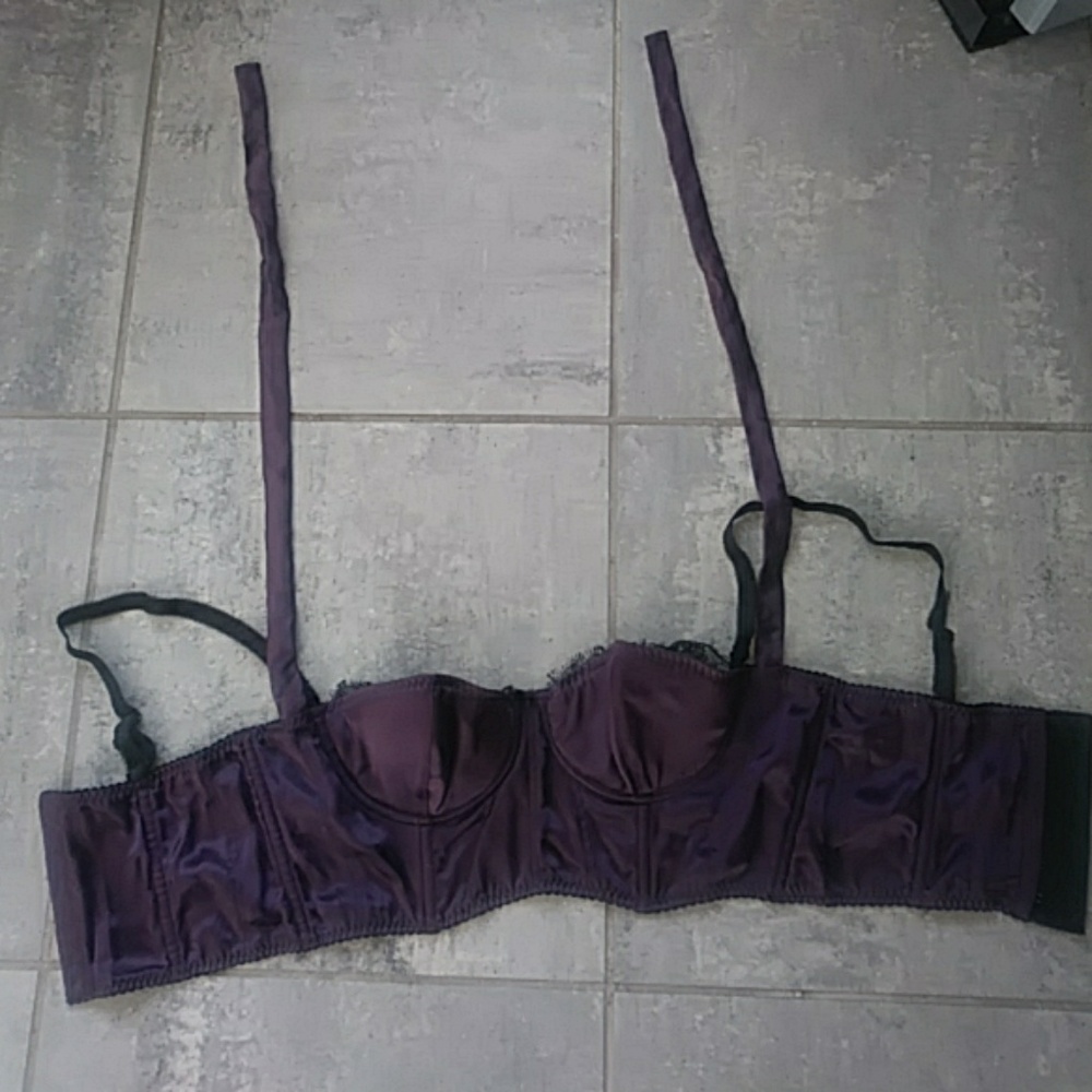 ROBERTO CAVALLI BRAS/TOP PURPLE SILK, NEW, 46